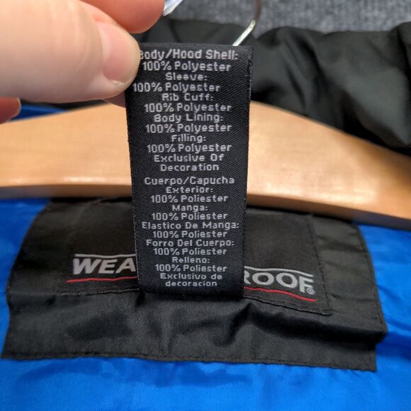 Weatherproof Boy's Puffer Jacket Blue 7 Zip Front Long Sleeve Hooded Zip Front - Picture 13 of 16